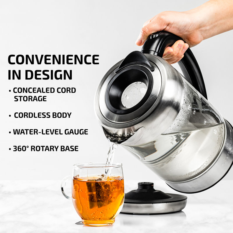 OVENTE 1.7 qt. Glass Electric Tea Kettle & Reviews Wayfair